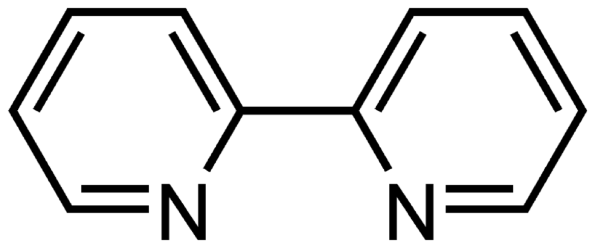 The structure of bipyridine (also known as bpy).